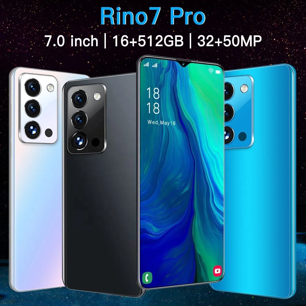Новый мобильный телефон Tecno hot model Rino7 Pro разблокировка по лицу Android 11 0 смартфон 16 ГБ + 512 большой экран 7 дюйма