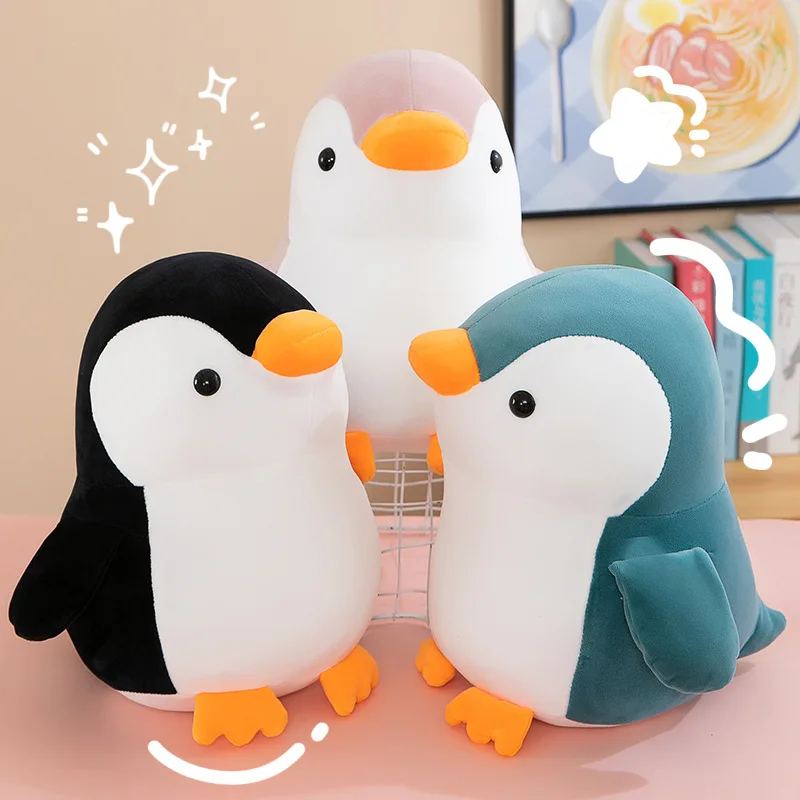 Cute Fat Plushies Zoo Animal Soft Toys Kids Gifts Blue Pink Black Stuffed Pillows Plush Penguin Toys