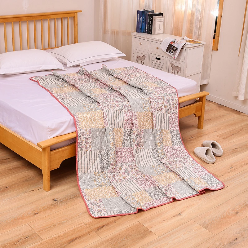 Хлопковое одеяло с принтом, всесезонное универсальное одеяло для студенческого общежития.