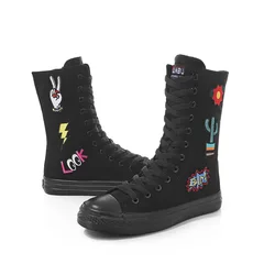 Factory Wholesale Lace-Up High Top All Blank Plain Classic Casual Canvas Sneaker Custom Women White Canvas Shoes