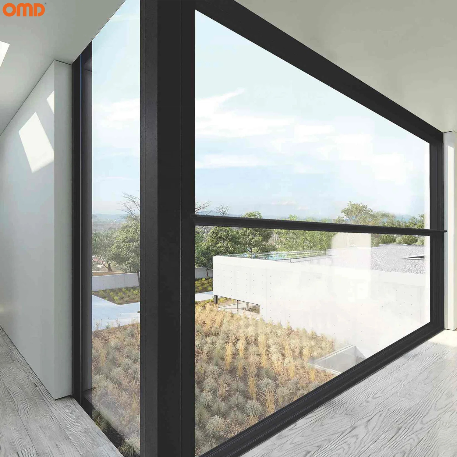 Modern Aluminum Vertical Slide Automatic Lifting Windows Electric Lift Up Glass Windows With Weather Sensor