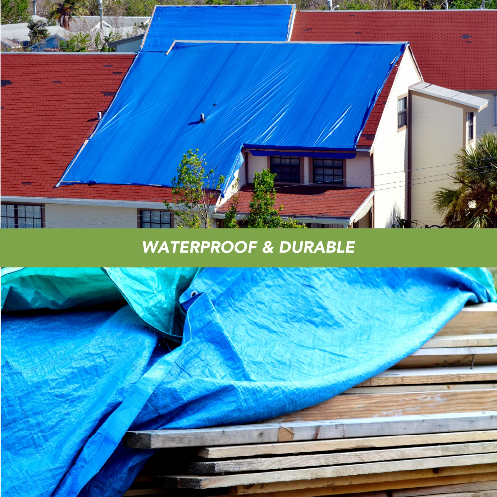 Сделанные на заказ синие оранжевые 4x5 метров водонепроницаемые пластиковые полиэтиленовые