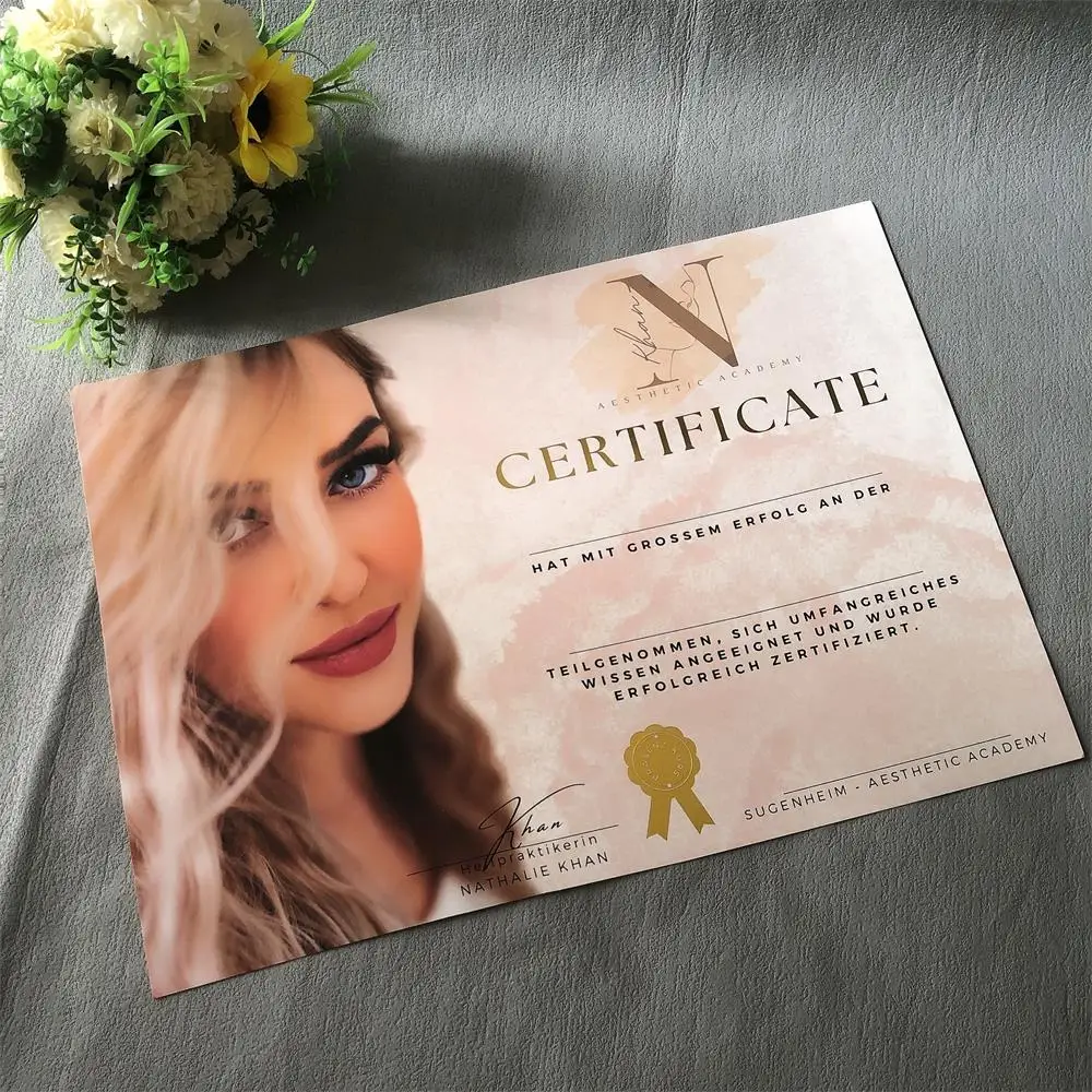 Custom printing gold foil A3 A4 A5 gift card certificate for business