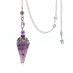 ML Natural Healing Crystal Quartz Pendulum Dowsing Divination 6 Facet Point Wicca Balancing Spiritual Orgonite Pendulum Pendant