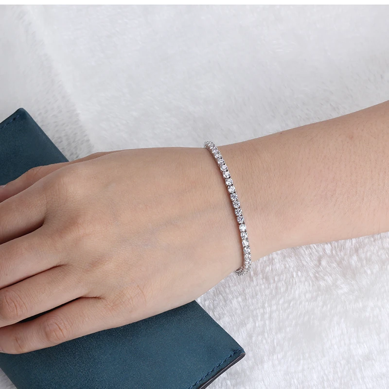 Starsgem 14k white solid gold white color moissanite tennis bracelet for gift