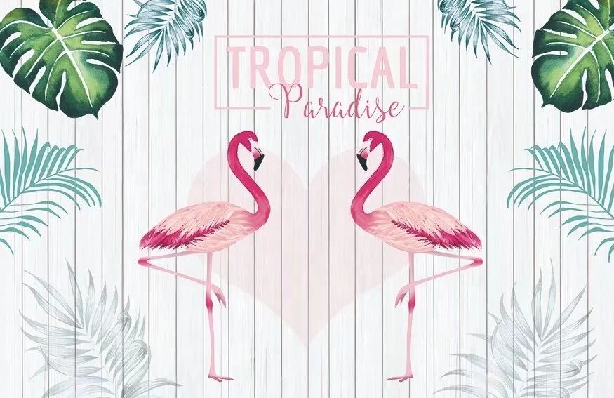 hotel restaurant home children room decoration new pink swans flamingo palm tree design custom fabric high-end wall mural