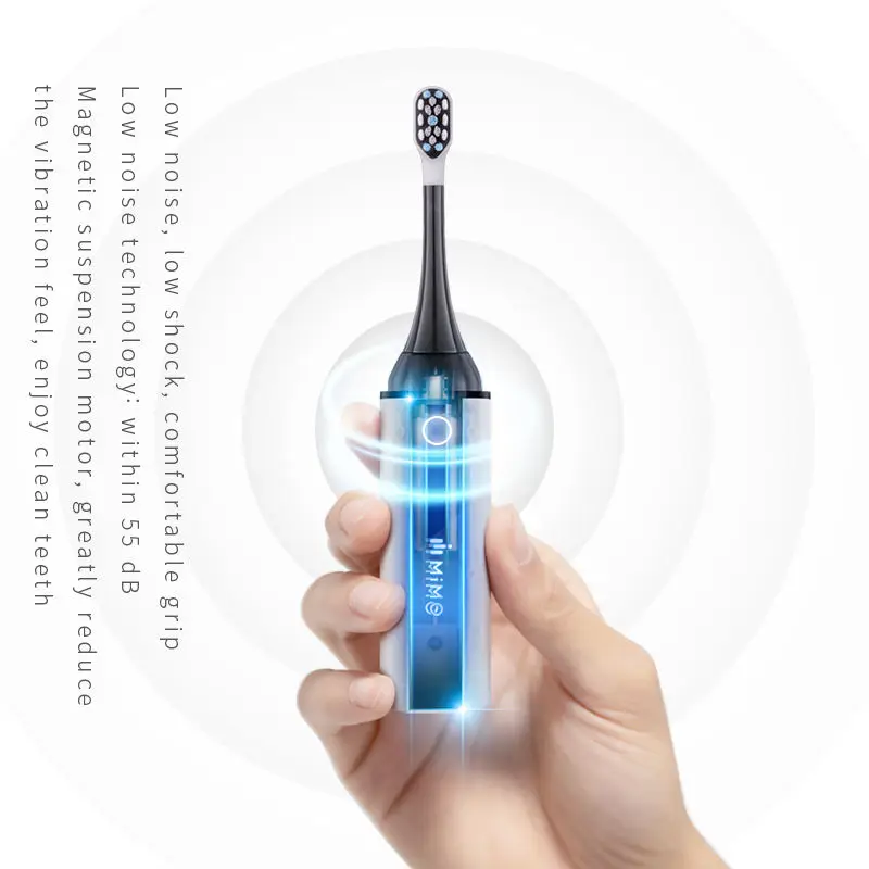 Custom Silicone Ultra Black Ultrasonic Electric Toothbrush Rechargeable Soft travel tooth brush