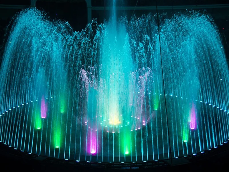 AWS New Indoor Mini Pool LED Lights Water Fountain Hotel Home Decor Music Dancing Fountain