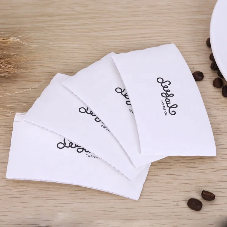 white paper sleeve with logo printing for hot coffee cup