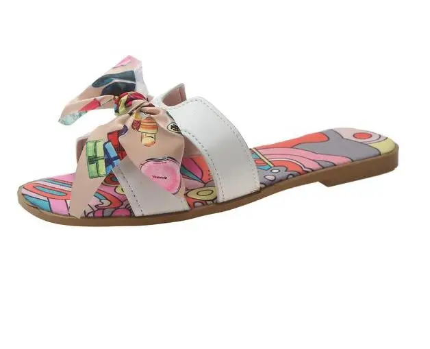 
2020 new arrival fashion flat modern cute nude sexy anti skid bow-tie indoor summer Slippers sandals For Women girls 