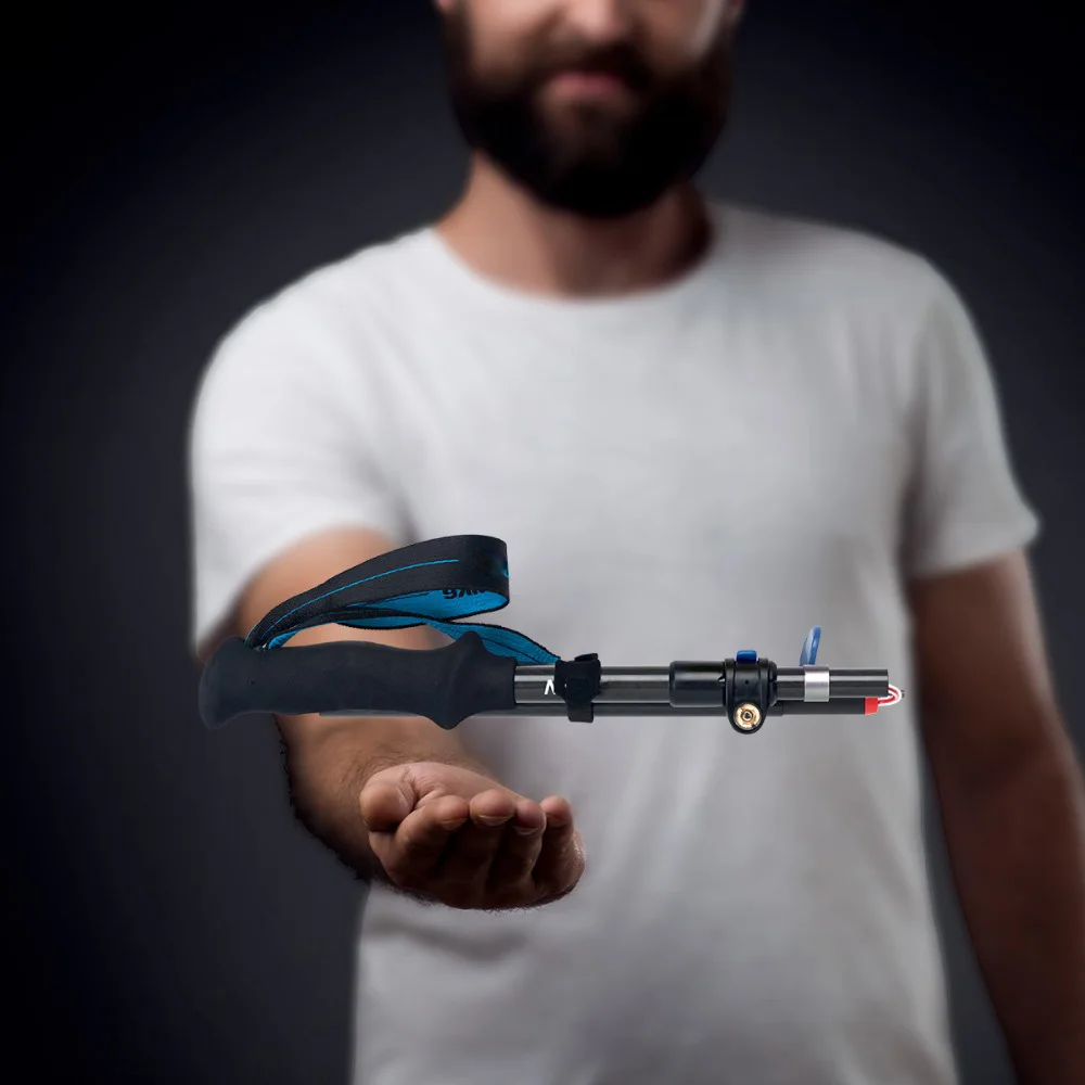 Hot Carbon Fiber 5 Section Ultralight Trekking Poles Folding  Walking Stick for Trail Running Hiking