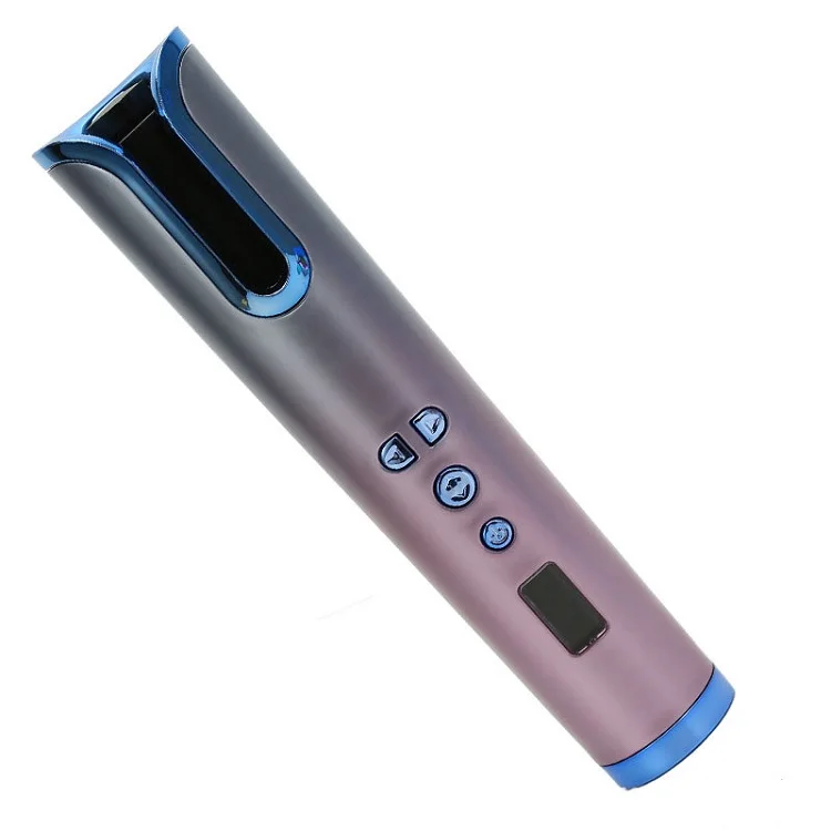 Power Bank Rechargeable Hair Curler Portable Wireless Lcd Display New Style Automatic For DIY Beauty Hair Curlers Pink