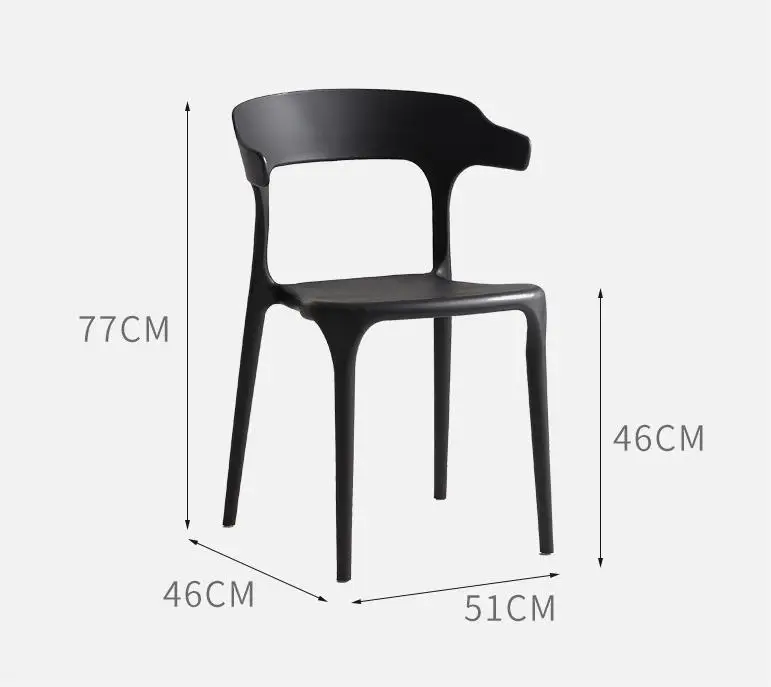 Horn stackable chair back desk stool dining chair home plastic lazy casual simple Nordic office chair