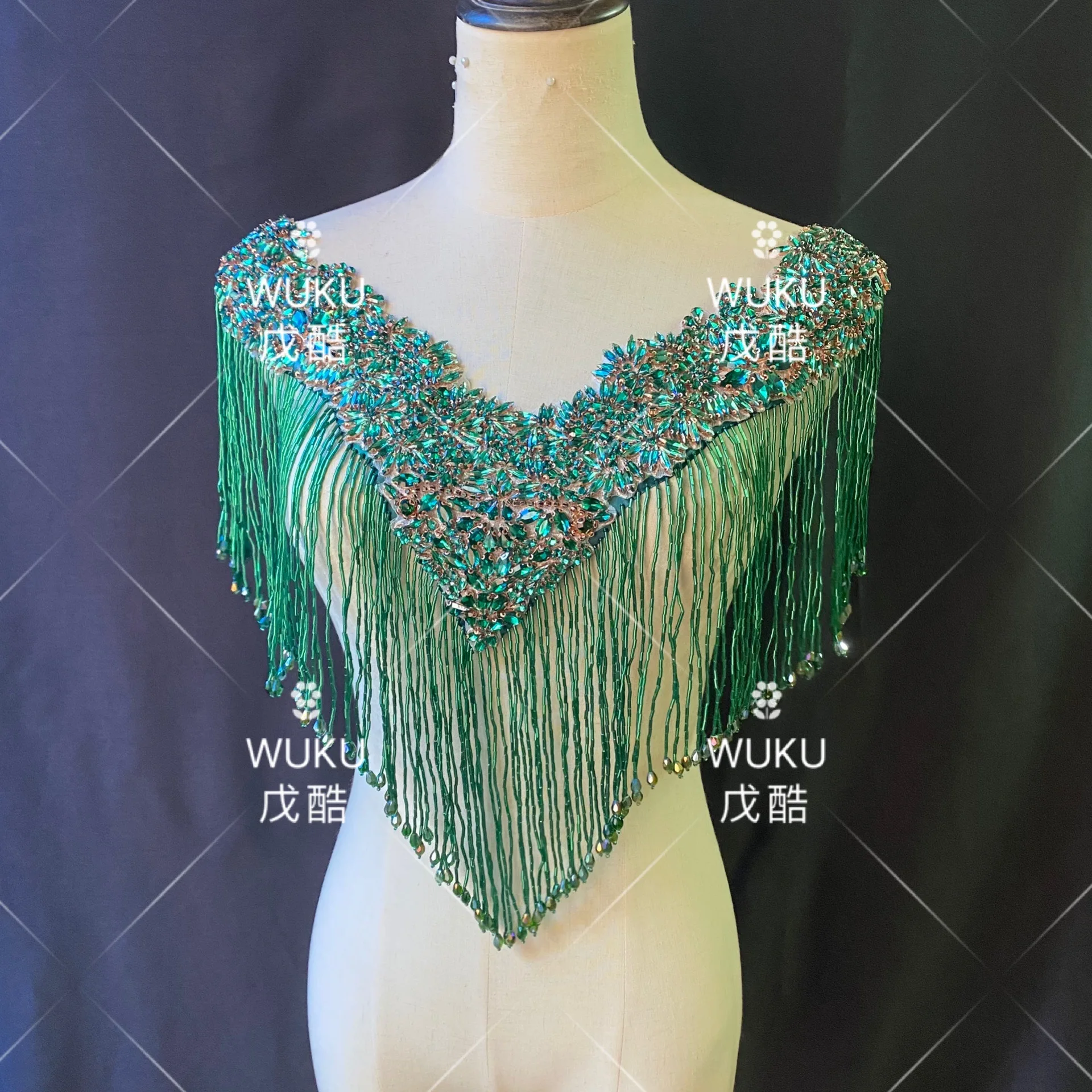 2020 блестящий хрустальный Болеро wuku с бахромой в синем