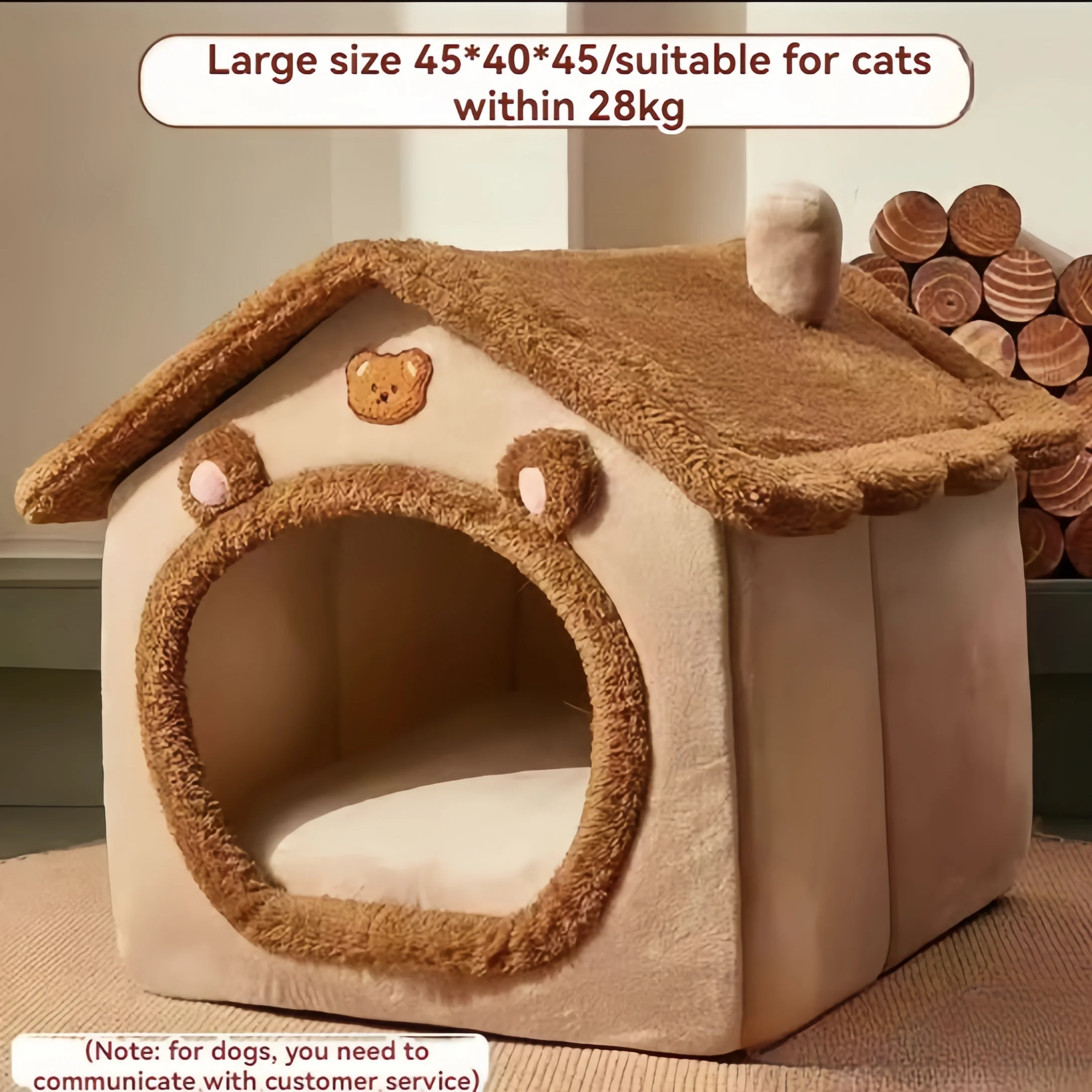 Hot Seller All-Season Enclosed Cat House with Removable Washable Cushion Cozy Warm Pet Bed for Cats or Dogs