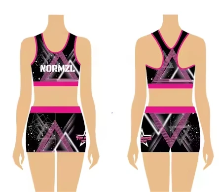 breathable comfortable practice wear crop top and short cheerleading uniform bra and short for team