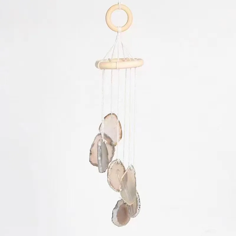 Wholesale Natural stone crystal gemstone crystal craft aura agate slab hand-made wind chime healing gift for home decor