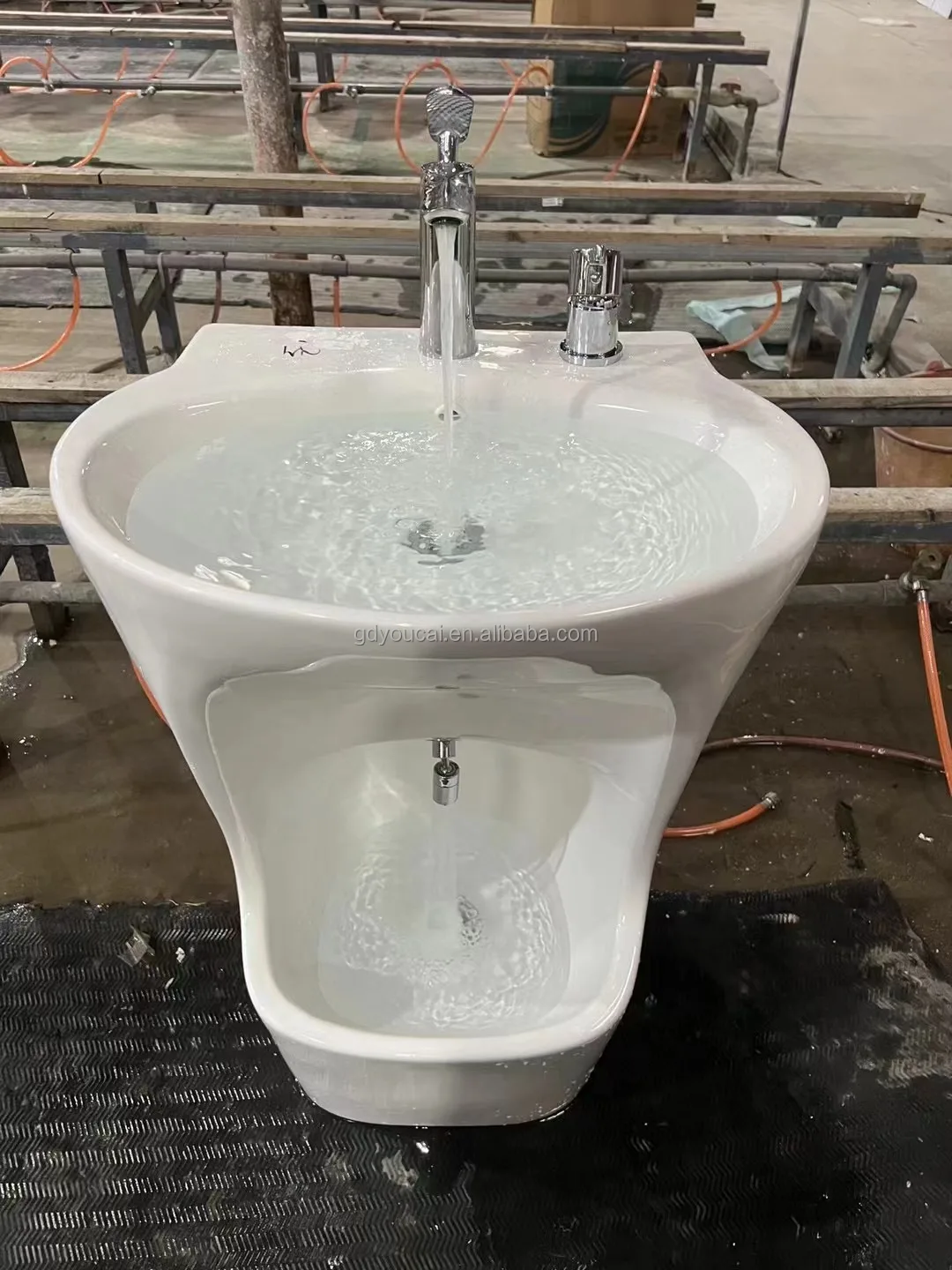 Wash Stand Full Pedestal Muslim Double Level Wash Basin Gold Silver Golden Premium Ceramic Foot Soaking Basin Wudu Sink