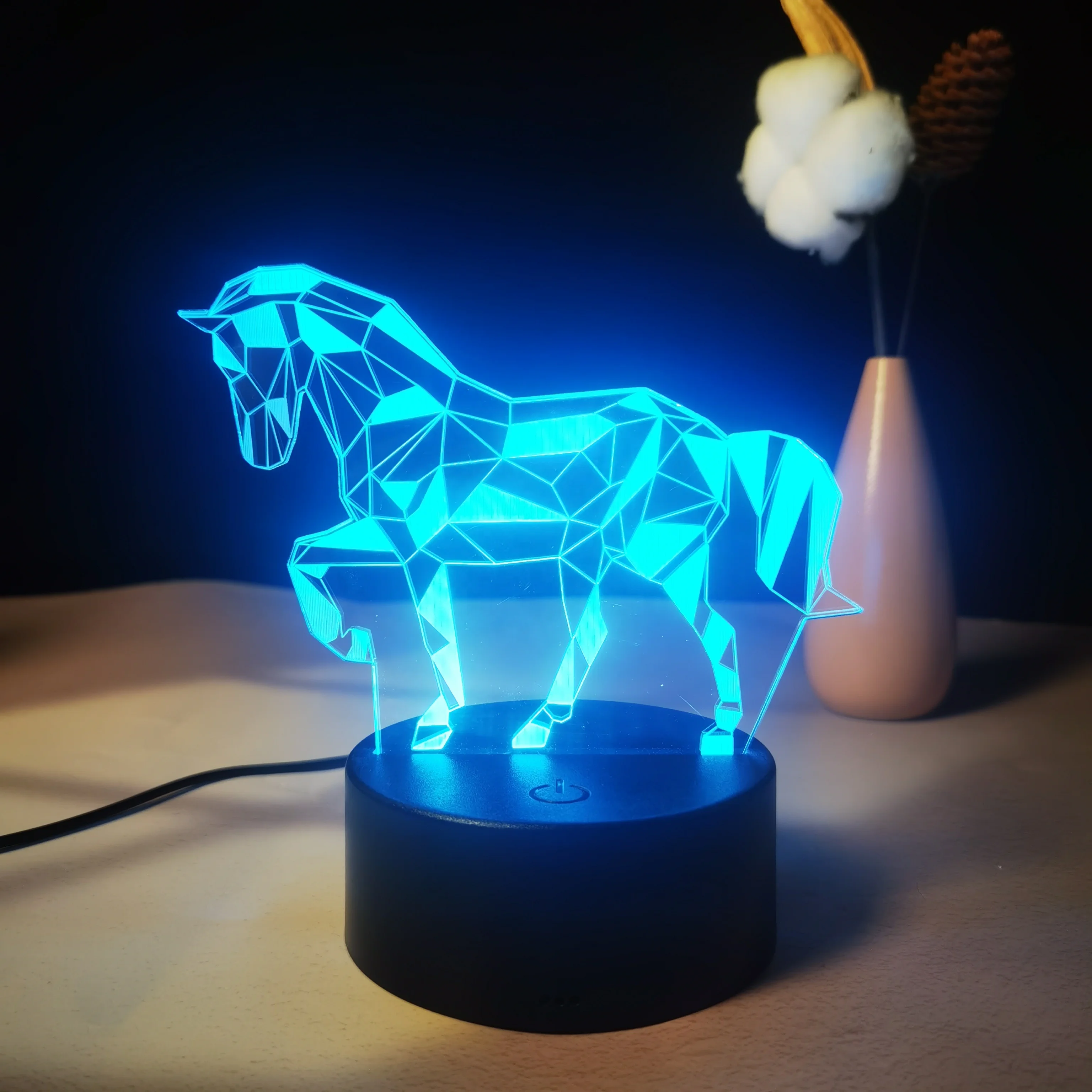 2024 Acrylic Abs Lamp Bedroom Smart Home Lights 3D Illusion Night Lamps RGB Animal Cute Cat Deer LED light Touch Remote Control