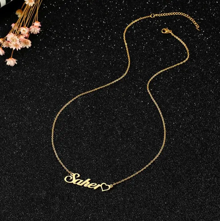 Wholesale 18k  Letters Pendant necklace Custom Stainless Steel Personalized Gold Name Plate Necklace Personalised