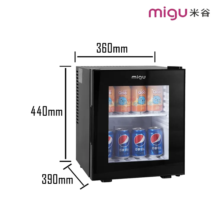 Hot Sell Freon-free Glass Door Built in Heat Pipe Refrigerator Hotel Mini Bar Fridge for Guest Room Hotel Mini Refrigerator