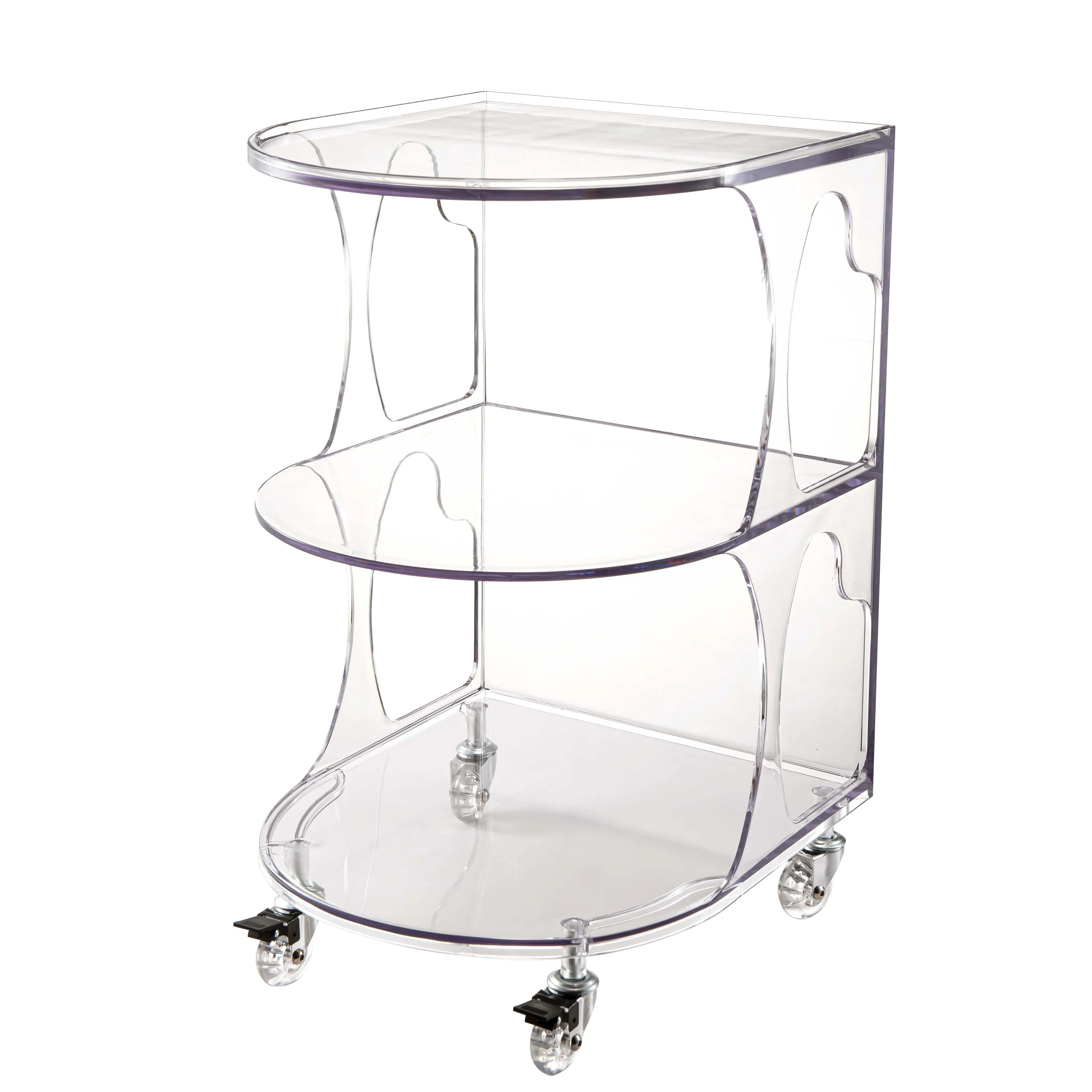 High quality personalized 2 layer simple PC plastic coffee side table end table coffee table modern for living room with wheel