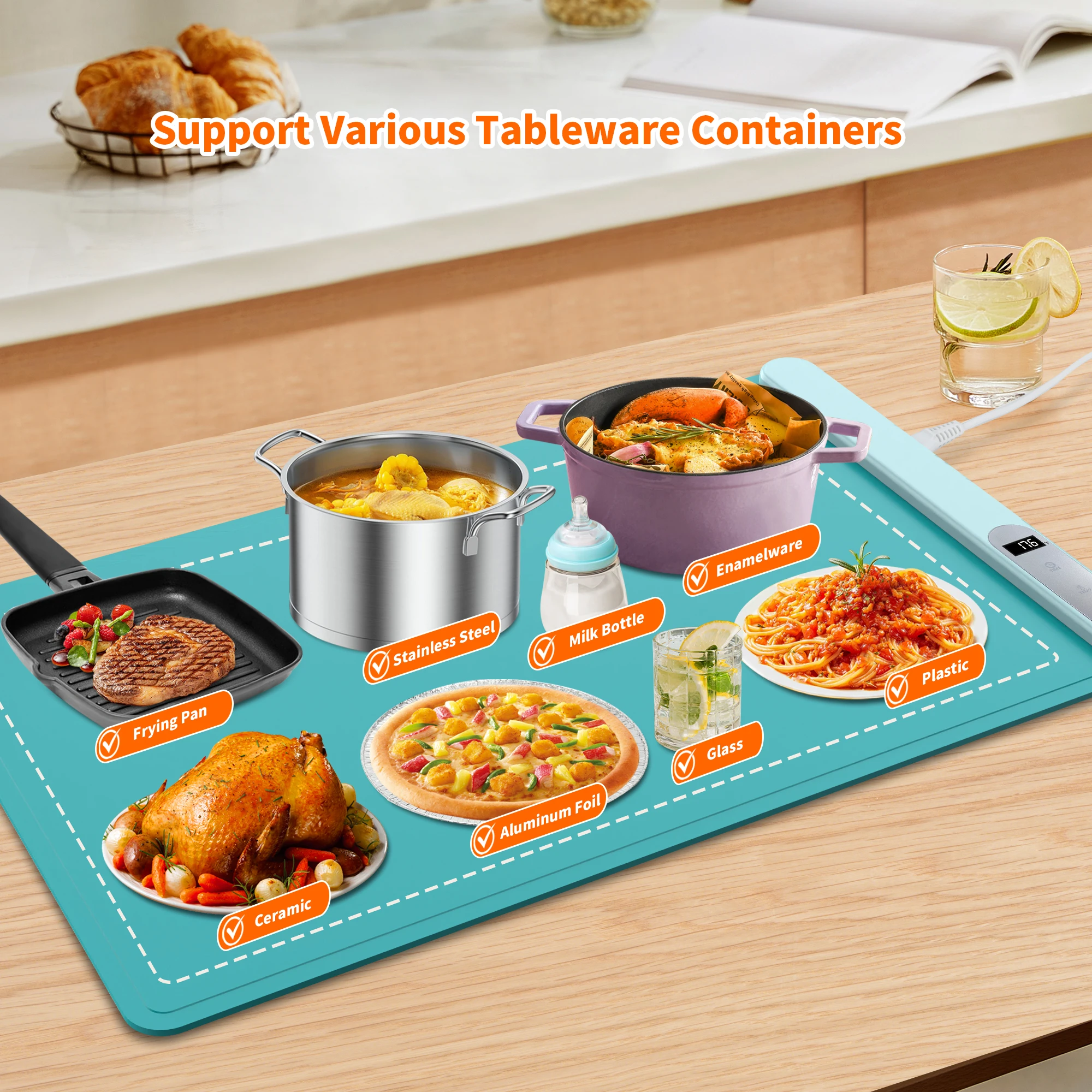portable roll up hot plates silicone electric warming trays for food