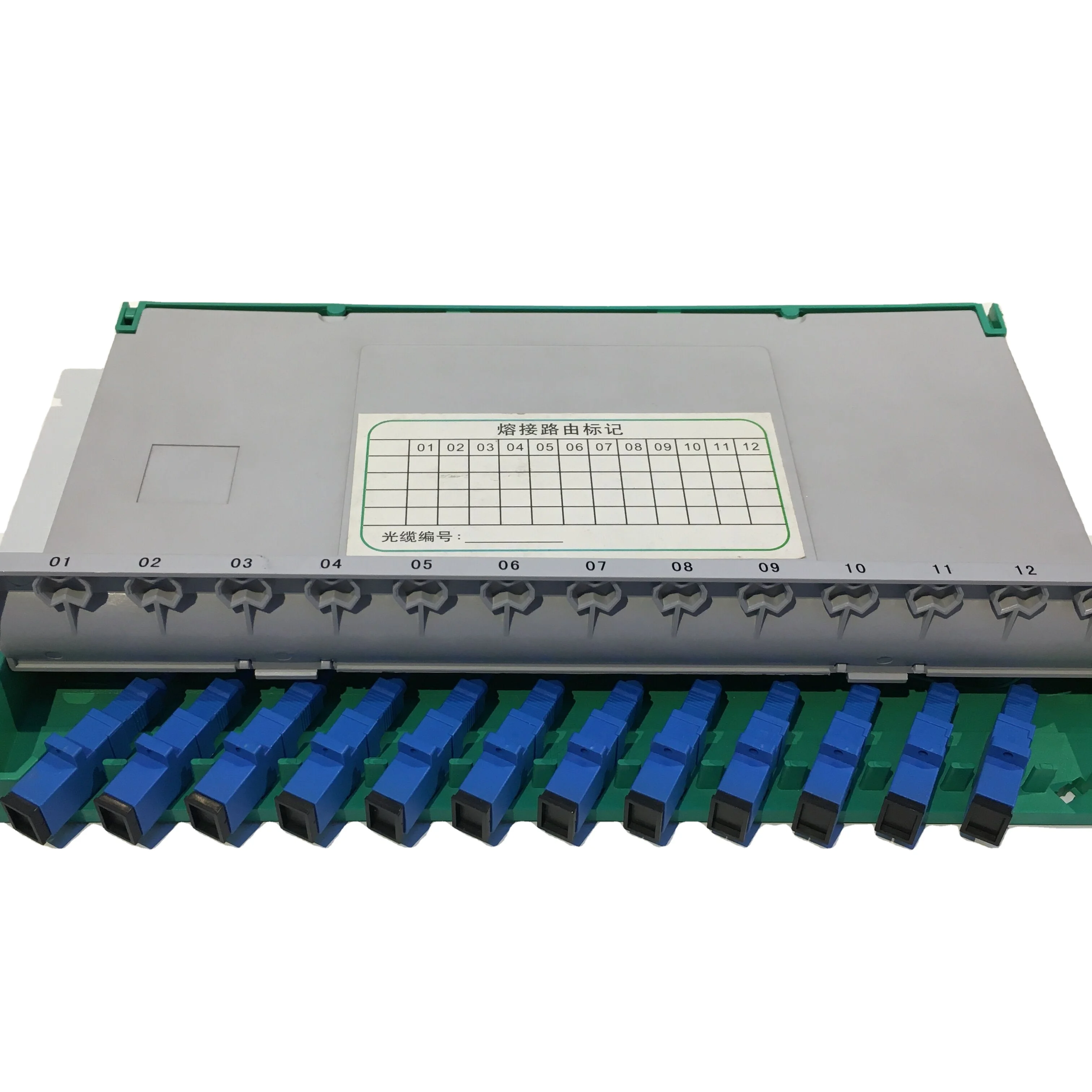 China Hot Sell  FTTH High Quality 12 Port  ABS Fiber SC Integrated Fusion DISC Fiber Optic Splice cassette tray