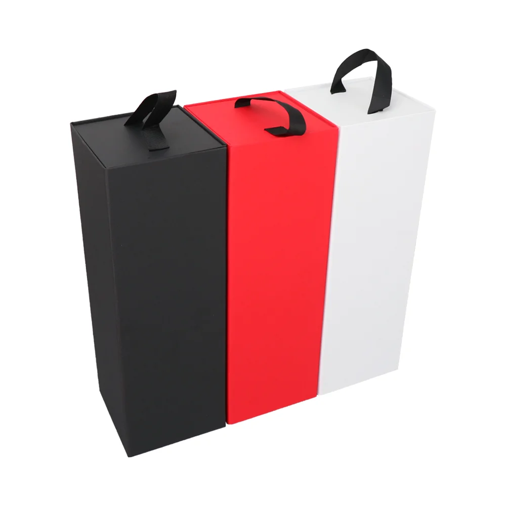 Wholesale Black Corrugated Custom Luxury Magnetic Cardboard Rigid Gift Wine Folding Paper Box
