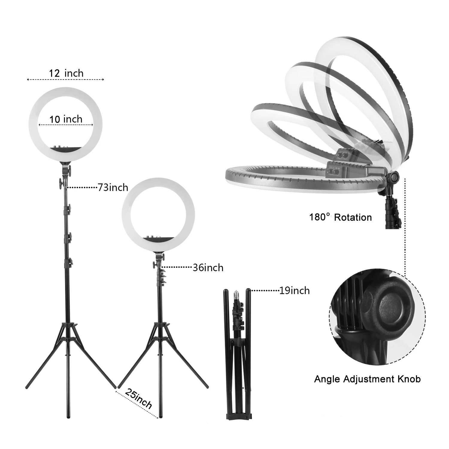 YouTube Video  Selfie live broadcast tool kit: 12'  led ring light and 2 meter light stand for  Makeup Portrait photography