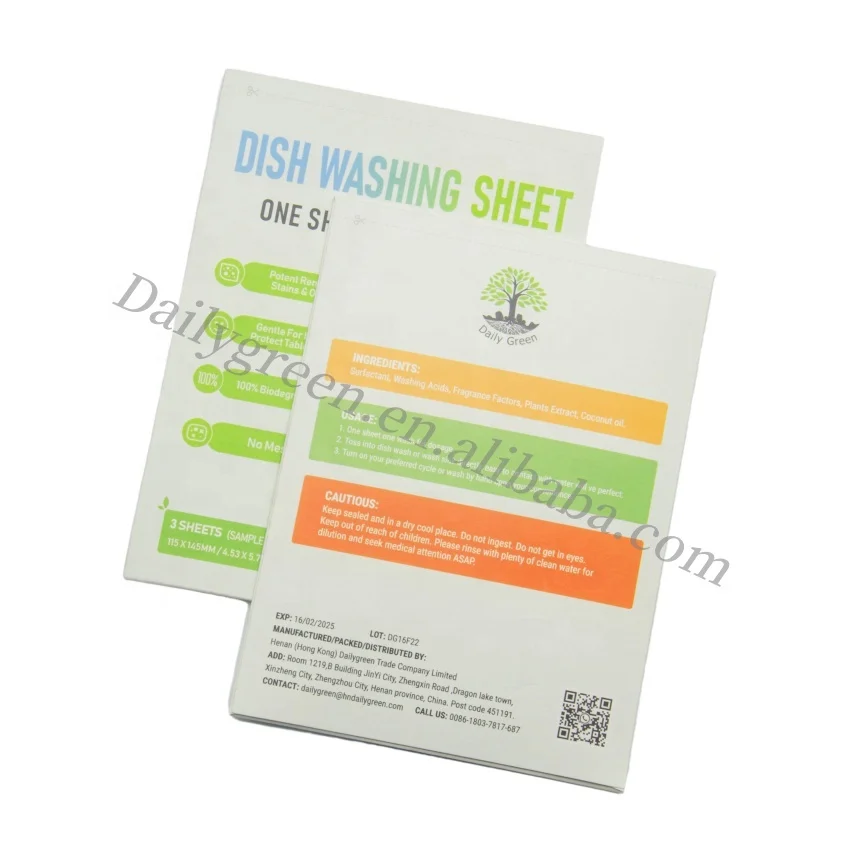 Dishwasher Detergent 30 sheets (60 strips) unscented liquidless dishwashing dish soap pods rinse aid washer tablets tabs natural