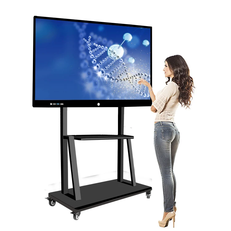 85 inch LCD portable digital panel display smart board 20 point touch interactive whiteboard projector