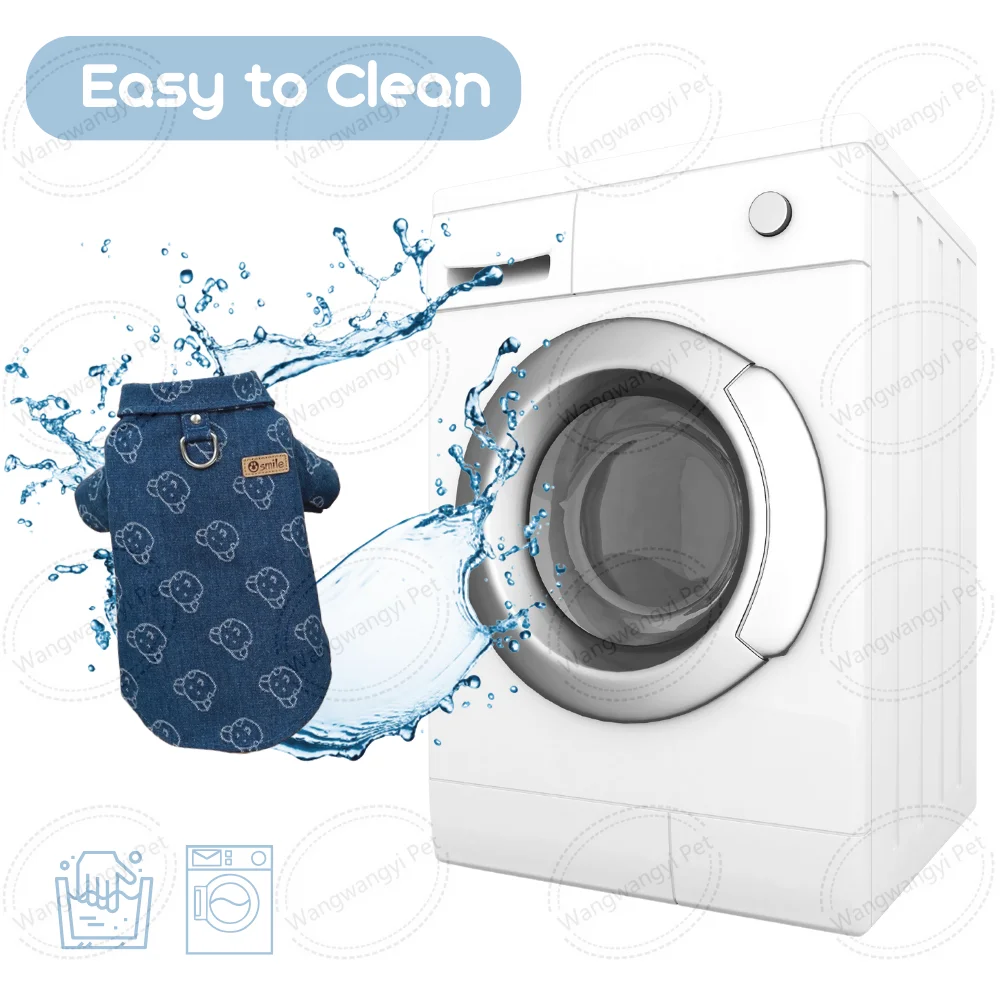 Fashion Designer Summer Dog Clothes Denim Pet Shirt for Small Dogs Cats