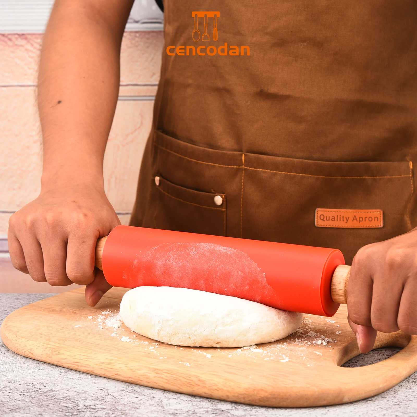 different sizes wood handle silicone rolling pin kitchen baking tool flour stick