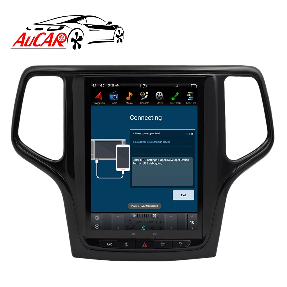 Автомагнитола AuCAR 10 4 дюйма Tesla Android для Jeep Grand Cherokee черная 2011-2017 сенсорный экран стерео видео GPS мультимедиа BT 4G