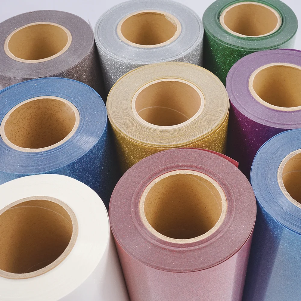 Fast Shipping 50cm*25m Gold Heat Press Vinyl Flex HTV Glitter Transfer Vinyl Rolls