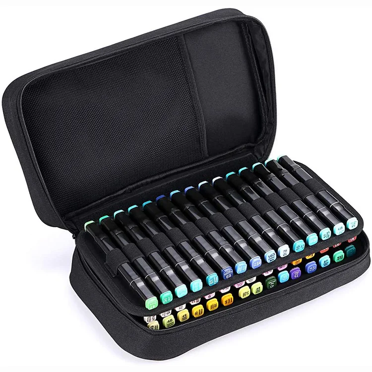Art Marker Carrying Case Lipstick Organizer-60 Slots Canvas or Oxford Cloth Zippered Markers Storage Bags