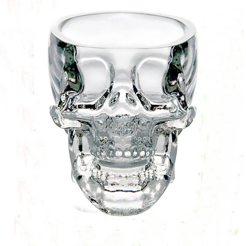 Modern Head Shot Skull Design Wine Glass Transparent Metal and Crystal Whisky Glass for Drinkware Beer and Whisky Home Use