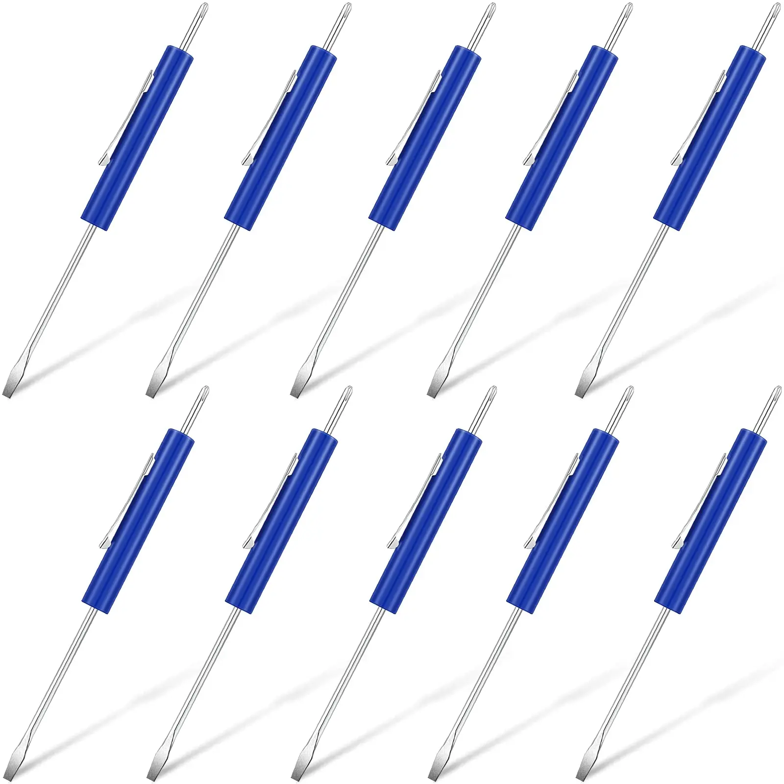 10 Pieces Pocket Screwdriver Set with Clip Double End and Slotted Two-use screw drivers tool set
