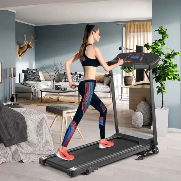 Milti-functional Display Screen Running Machine With Cup Holder Manual Inclines Folding Easy To Move Treadmill