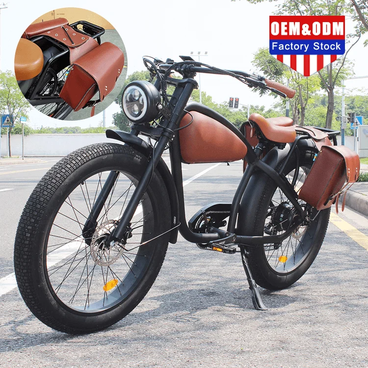 New Retro Fat Tire Super Electric Bike Cafe Racer Vintage Beach Cruiser Moped Adult Electrique Electric Chopper Bike