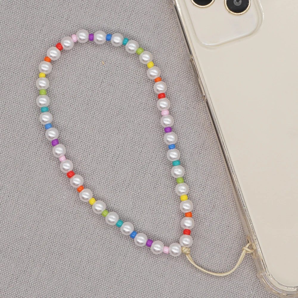 Dvacaman Модный корейский держатель для мобильного телефона с жемчужинами цветные бусины ремешок для телефона Очаровательная Ручная работа защита от потери на запястье на лето