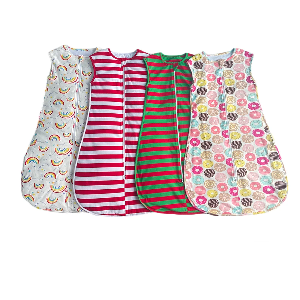 Factory Hot Sale 100% Cotton Baby Sleeping Bag Custom Full Printing Sleeping Sack Swaddle Blanket Romper