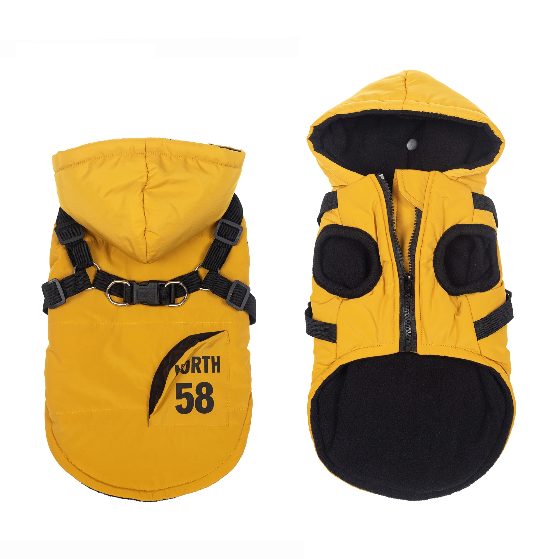 manufacturer sports fashion washable warm fleece outdoor vest with harness puppy pet apparel dog winter jacket