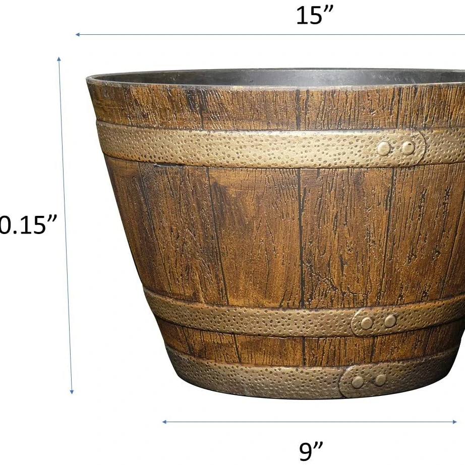Customizable Galedengoodz 74 whisky barrel flowerpot, 22.86 cm, old oak 15 inch Brown 72