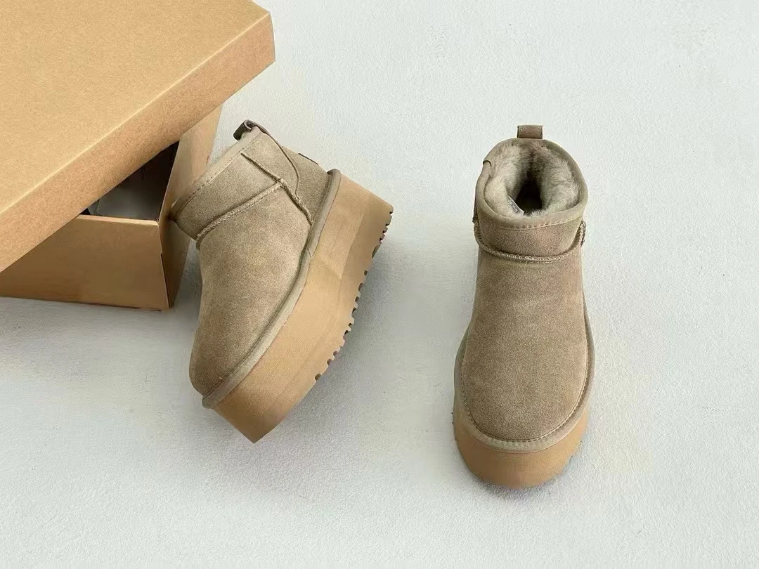 Top Quality Fashion Style Comfortable Ankle Boots Women Leather Fur SnowBoots Snow Boots Winter Luxury Designer