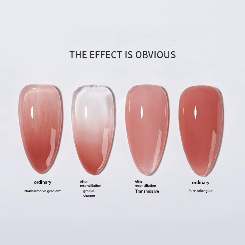 Nail art special ice through toner, transparent light therapy nail polish glue, smudge sequin blender mixing gel