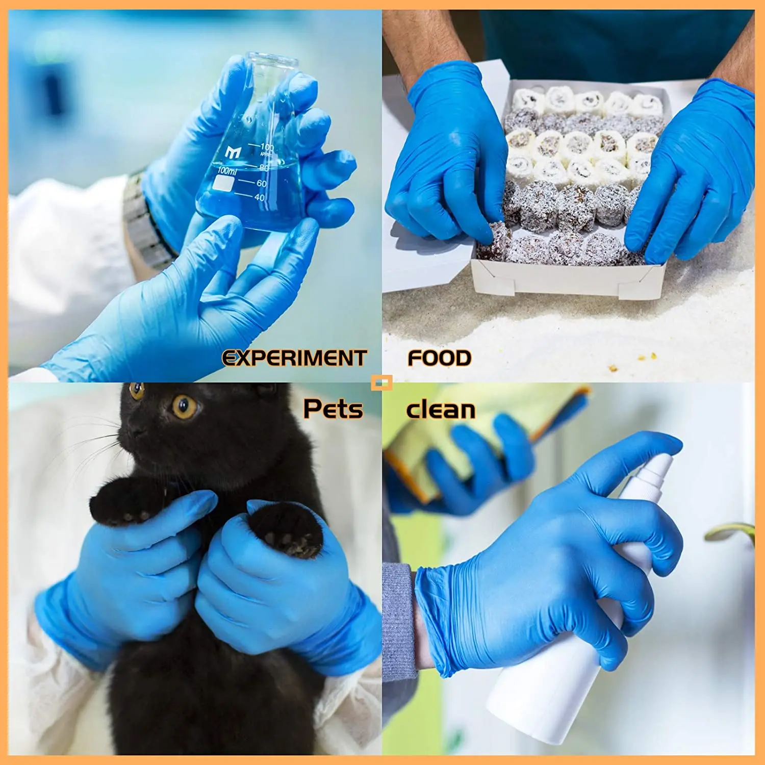 Disposable Cheap Black Purple Powder Medic Exam Tattoo Barber Kitchen Safety Work Powder Free Rubber Latex Nitrile Glove