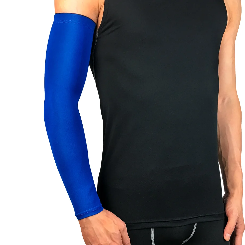 
Solid Color Polyester Spandex Men and Youth Fitness Elastic Sport Protector Arm Guard UV Protection Cycling Arm Sleeves 