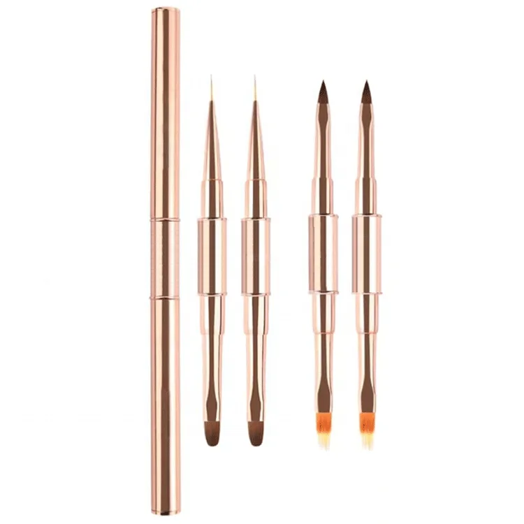 Hot Popular 3D Liner Gel Manicure Painting Rose Gold Double Side Nail Art Brush